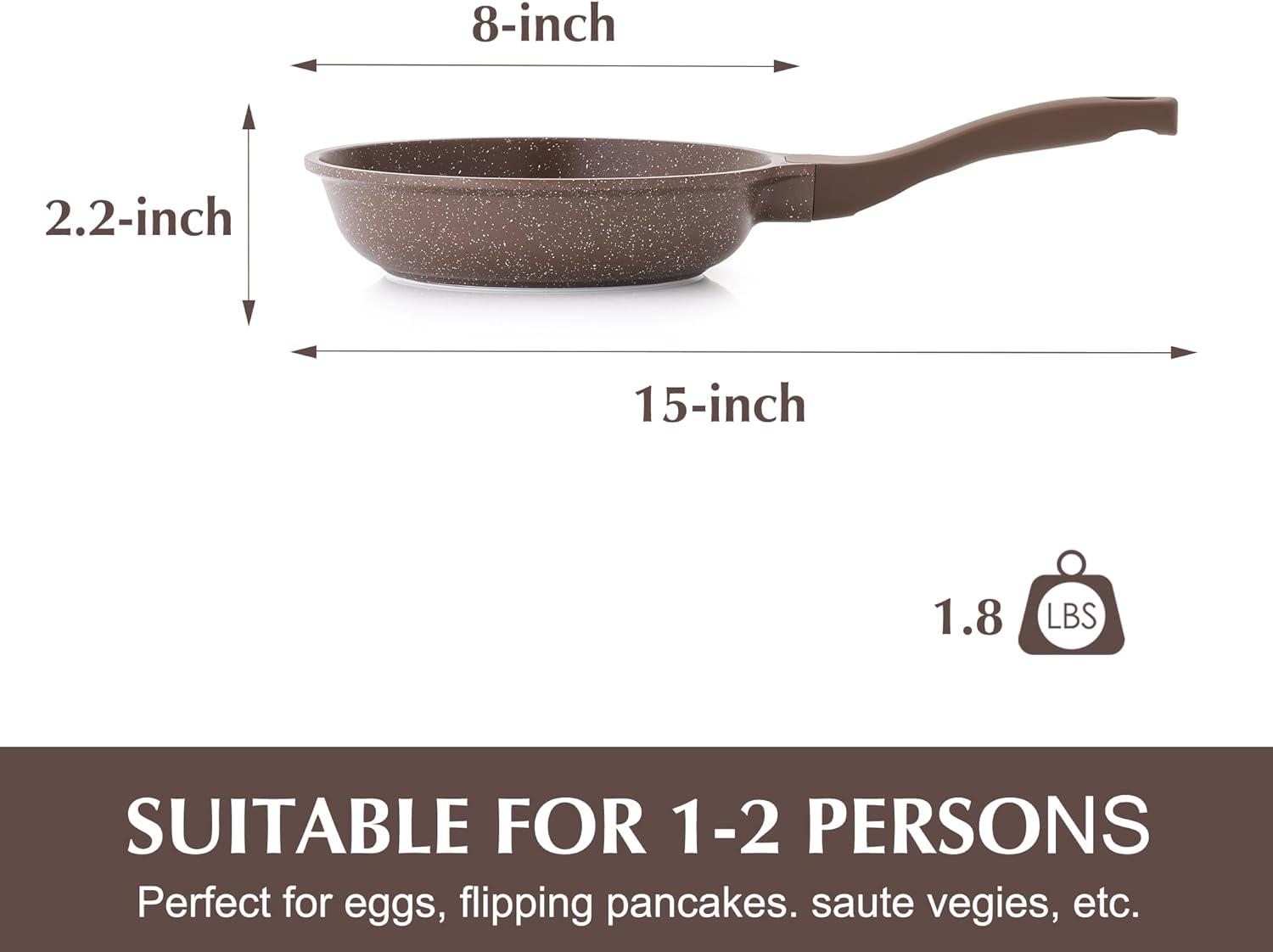 imageSENSARTE Nonstick Frying Pan Skillet Granite Coating Omelette Pan Healthy Stone Cookware Chefs Pan PFOA Free Toffee Brown 8 Inch