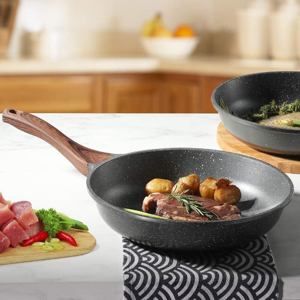 imageSENSARTE Nonstick Frying Pan Skillet Swiss Granite Coating Omelette Pan Healthy Stone Cookware Chefs Pan PFOA Free 9511 Inch