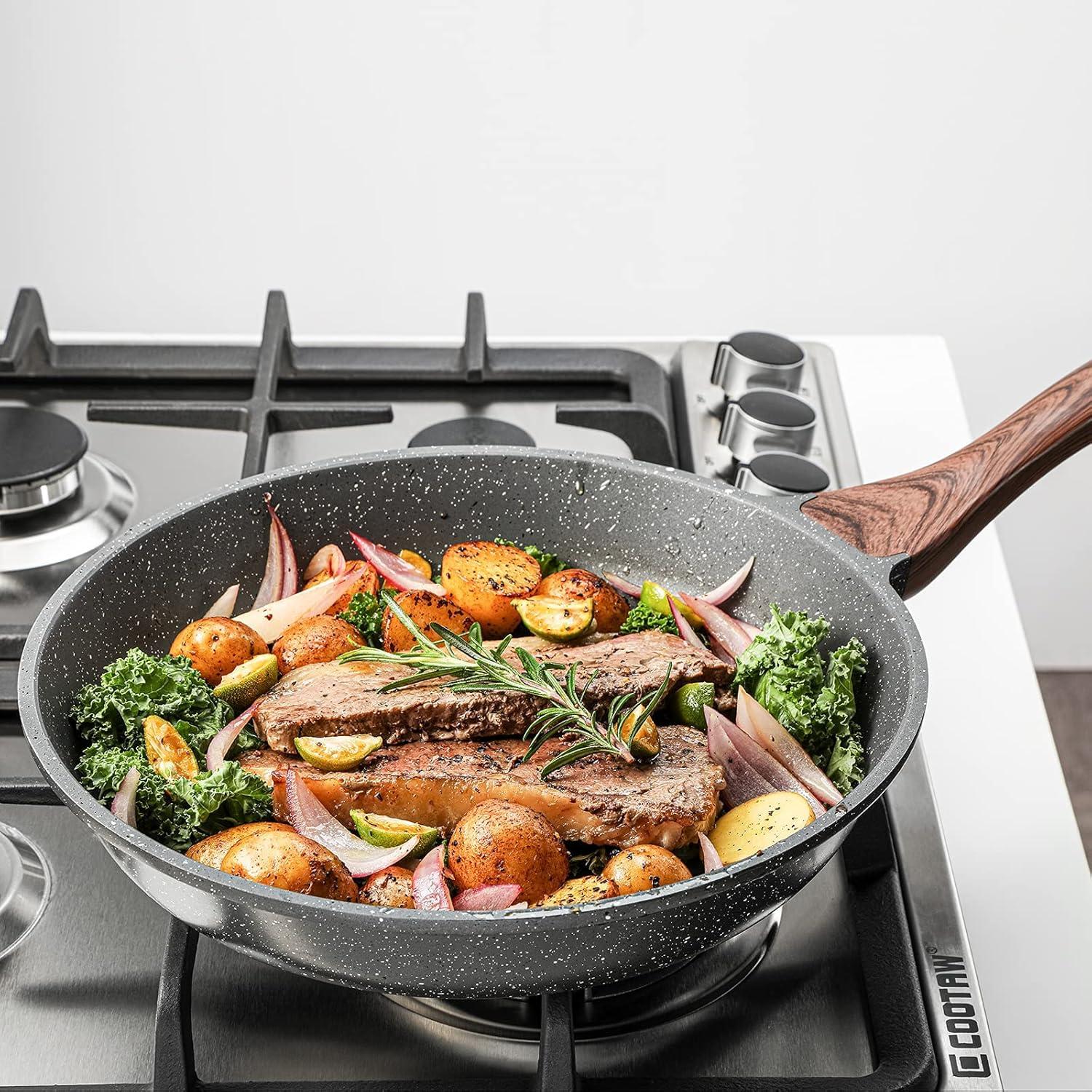 imageSENSARTE Nonstick Frying Pan Skillet Swiss Granite Coating Omelette Pan Healthy Stone Cookware Chefs Pan PFOA Free 9511 Inch
