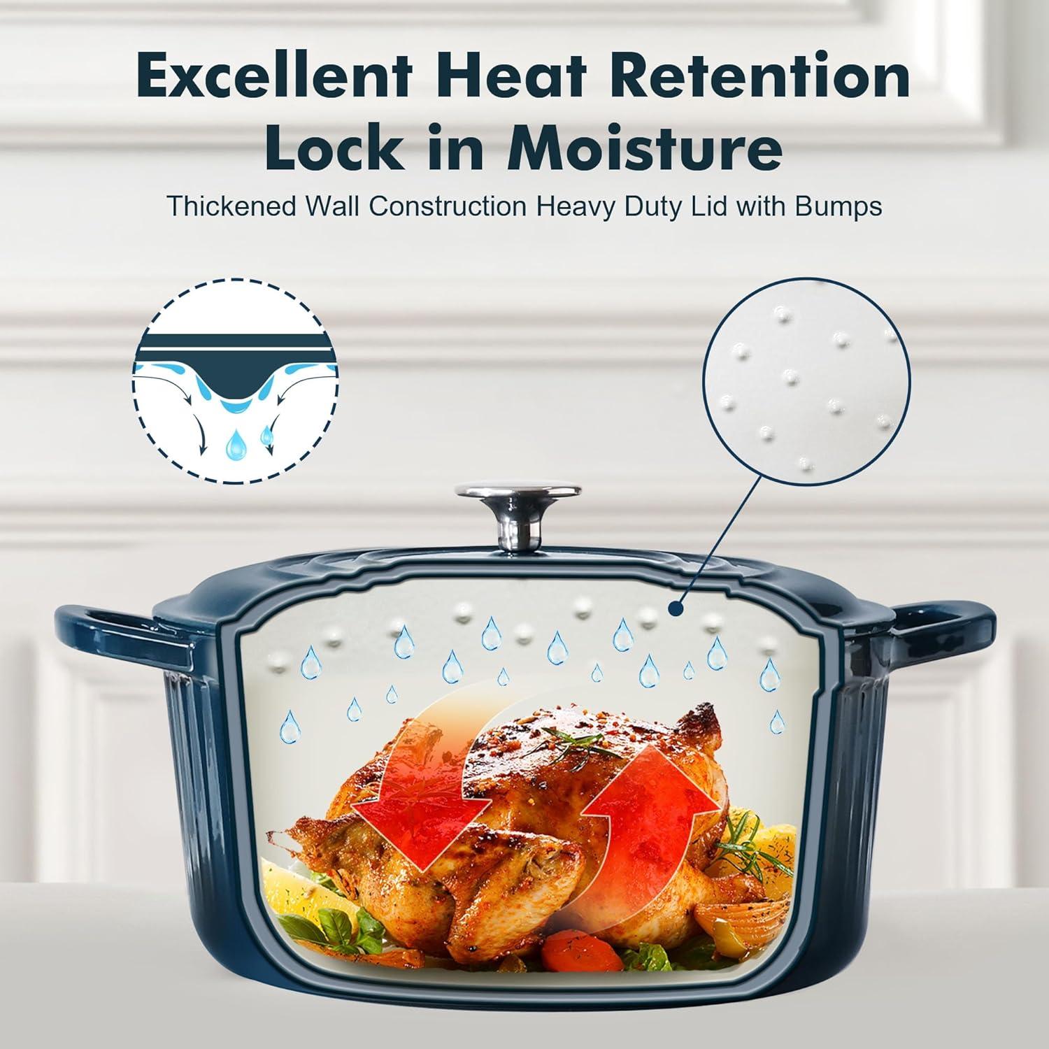 imageSENSARTE Enameled Cast Iron Dutch Oven Pot with Lid 35 Quart HeavyDuty Round Dual Handles Kitchen Pot with Cotton Potholders amp Silicone Trivet Pot for Bread Baking Stews Braising Roasting Oven Safe up to 500F WhiteEmerald Green