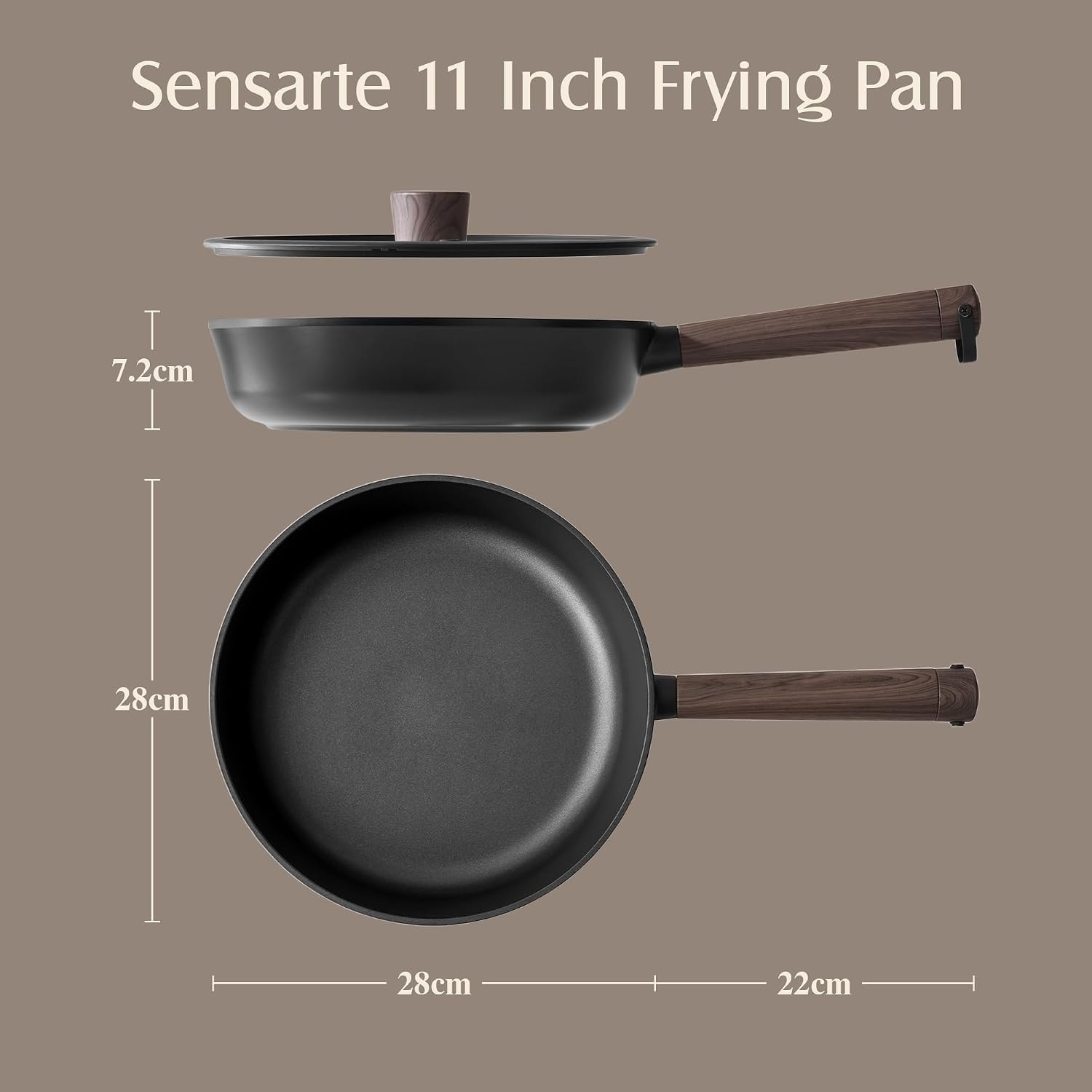 image:imageSENSARTE Non Stick Frying Pan 95 Inch Non Toxic Skillet with LidBlack