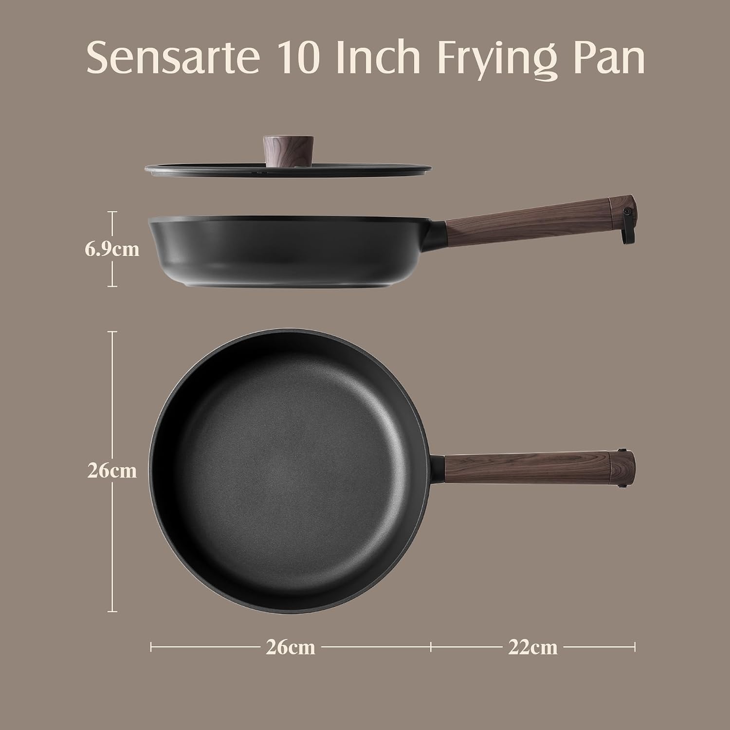 image:imageSENSARTE Non Stick Frying Pan 95 Inch Non Toxic Skillet with LidBlack