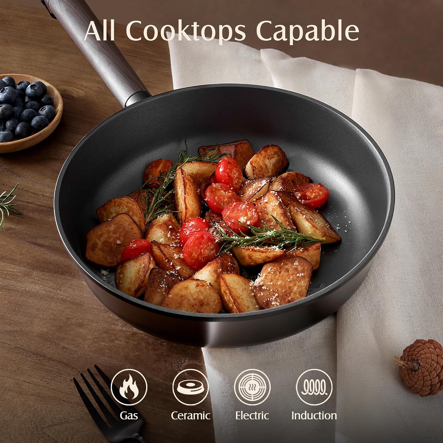 image:imageSENSARTE Non Stick Frying Pan 95 Inch Non Toxic Skillet with LidBlack