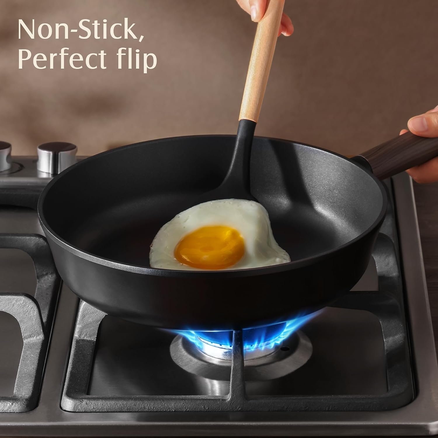 image:imageSENSARTE Non Stick Frying Pan 95 Inch Non Toxic Skillet with LidBlack