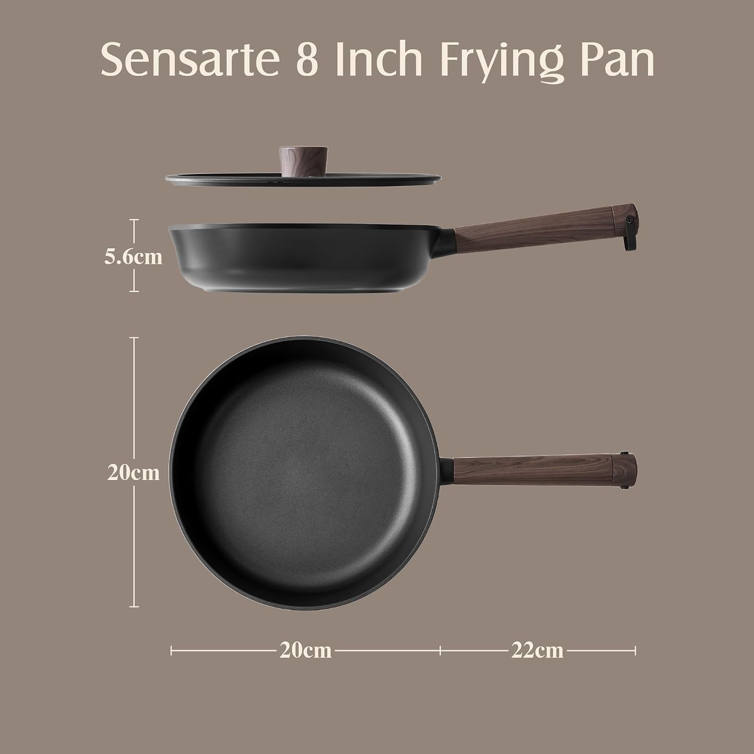 image:imageSENSARTE Non Stick Frying Pan 95 Inch Non Toxic Skillet with LidBlack