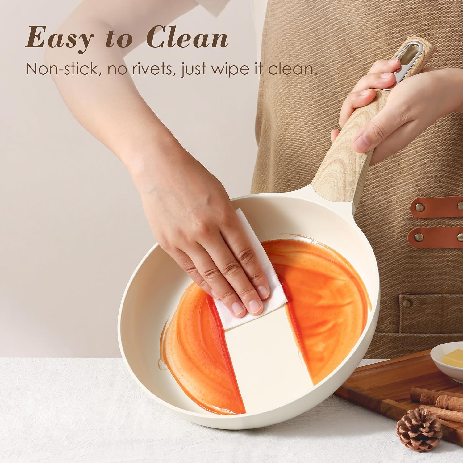 image:imageSENSARTE Pots and Pans Set Non stick Non toxic Healthy Induction Cookware Sets 18 Pcs Non Stick Kitchen Cooking Set with Frying Pans Set amp Saucepan PFOA PFOS Free BlackCeramic White